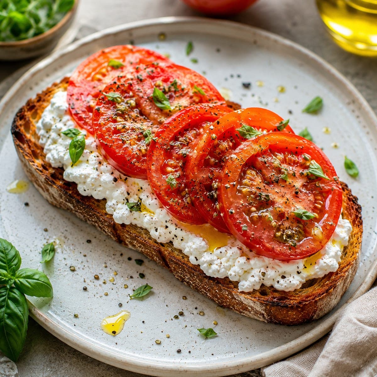 Tomato ricotta toast